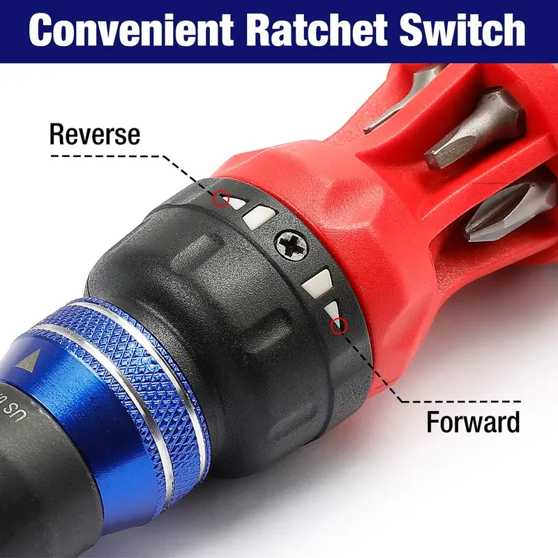 WORKPRO 12-in-1 Ratschen-Multibit-Schraubendreher mit Schnellwechselmechanismus