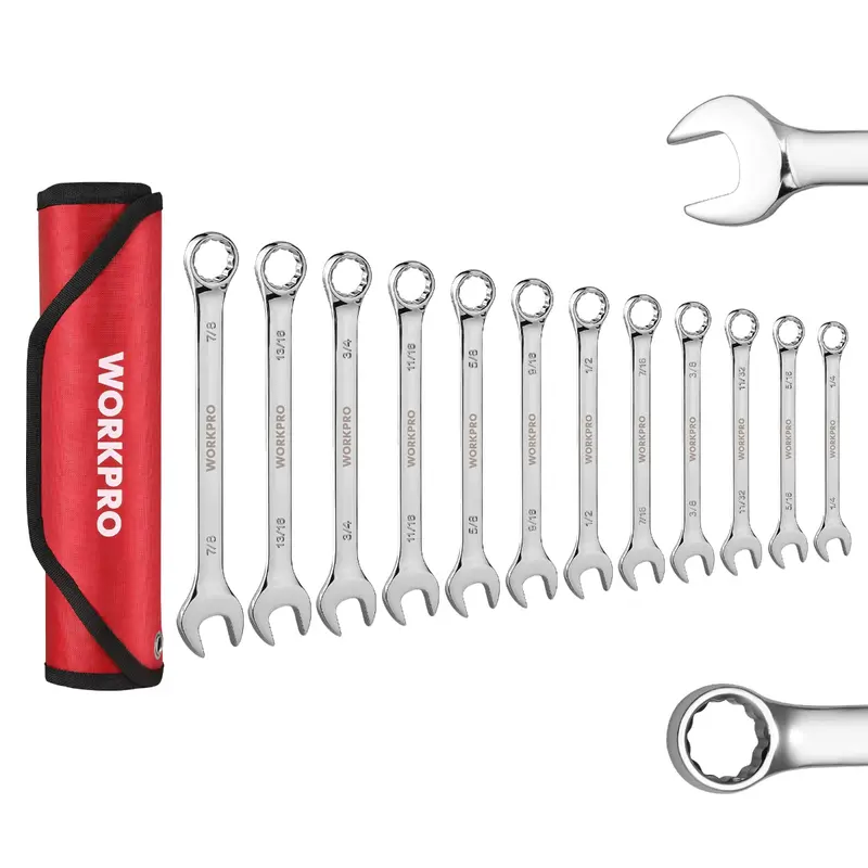 WORKPRO 12-teiliges Premium-Cr-V-Kombi-Schlüssel-Set