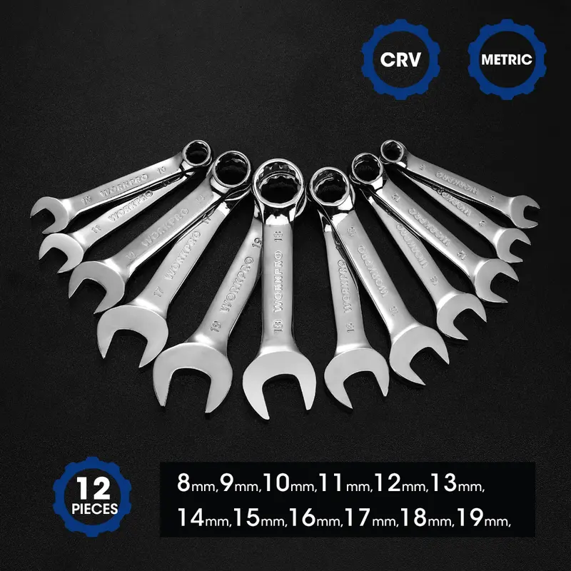 WORKPRO 12-teiliges Stubby-Kombi-Schlüssel-Set