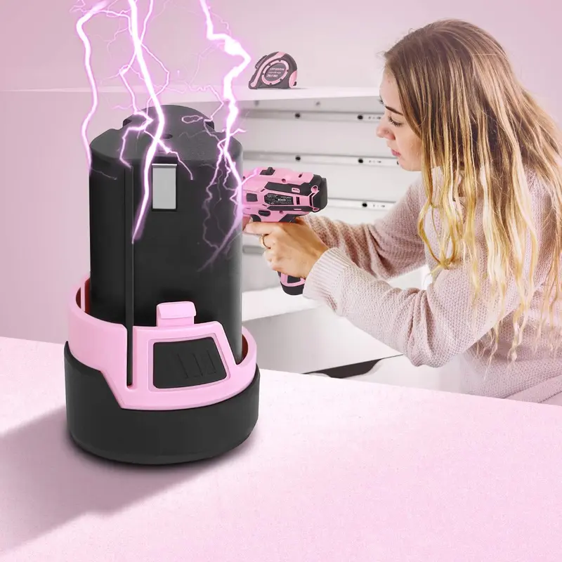WORKPRO 12-V-Lithium-Ionen-Ersatzakku für rosa kabellose Bohrschrauber mit 12 V 2