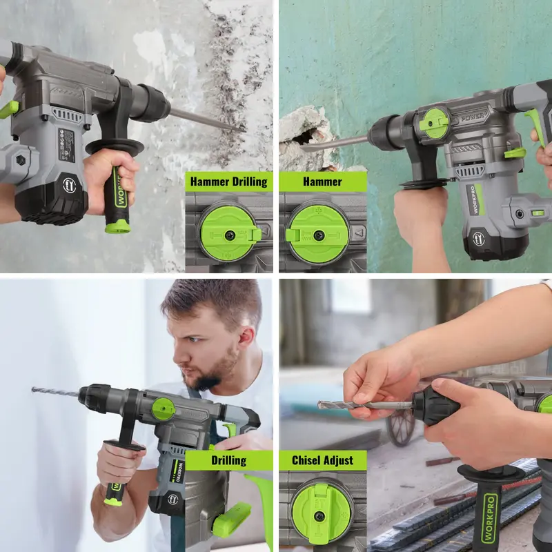 WORKPRO 12,5-A-Bohrhammer mit SDS-Plus-Aufnahme, 32 mm (1¼ Zoll), Premiummodell, kraftvoll und für den professionellen Einsatz geeignet