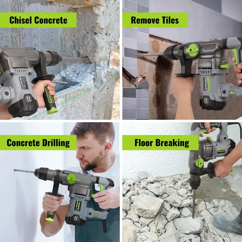 WORKPRO 12,5-A-Bohrhammer mit SDS-Plus-Aufnahme, 32 mm (1¼ Zoll), Premiummodell, kraftvoll und für den professionellen Einsatz geeignet
