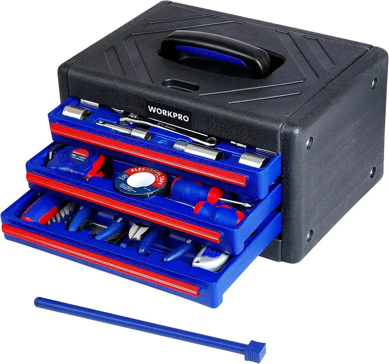 WORKPRO 125-teiliges Heimreparatur-Werkzeugset mit 3-Schubladen-Aufbewahrungsbox 2