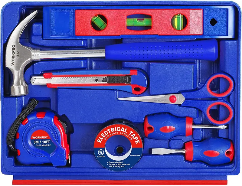 WORKPRO 125-teiliges Heimreparatur-Werkzeugset mit 3-Schubladen-Aufbewahrungsbox