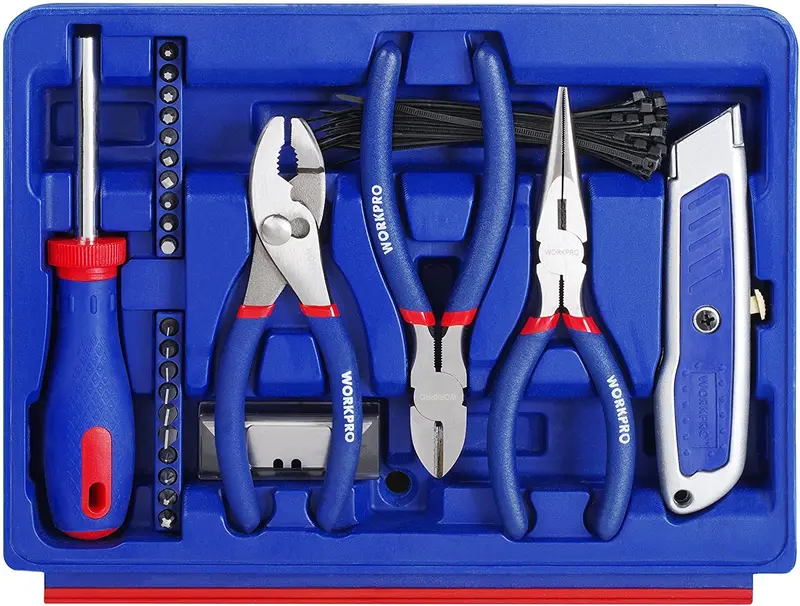 WORKPRO 125-teiliges Heimreparatur-Werkzeugset mit 3-Schubladen-Aufbewahrungsbox