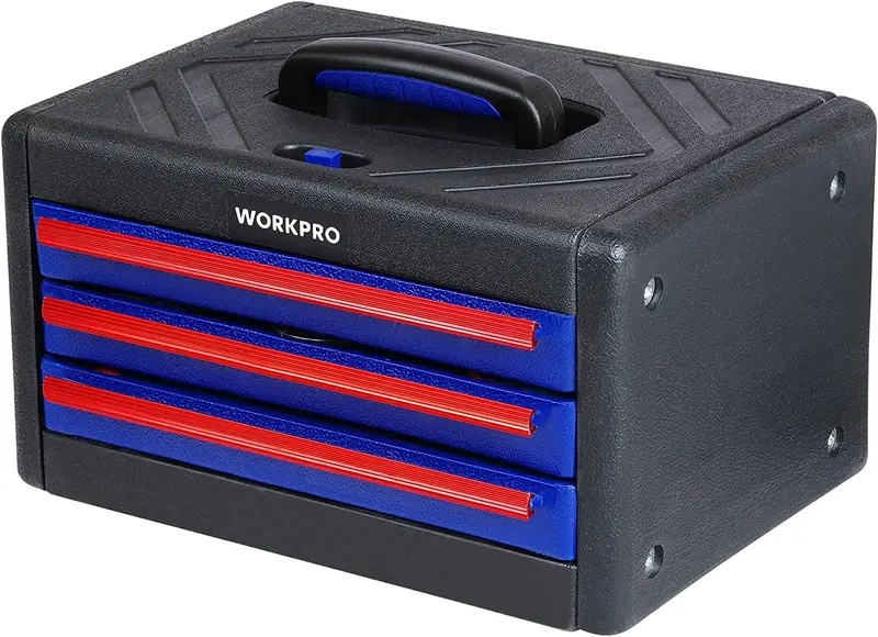 WORKPRO 125-teiliges Heimreparatur-Werkzeugset mit 3-Schubladen-Aufbewahrungsbox
