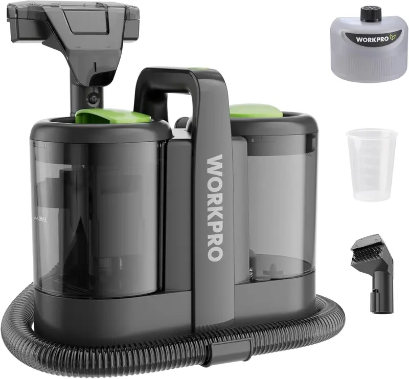 WORKPRO 13 kPa tragbarer Fleckenreiniger für Teppiche und Polstermöbel mit 1,6-Liter-Wassertank und vielseitigem Zubehör