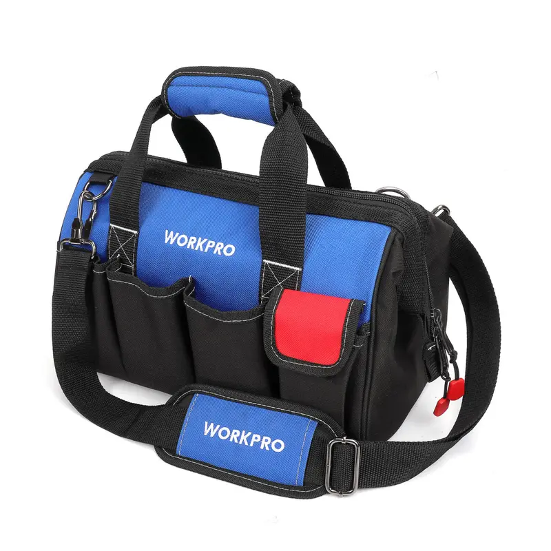 WORKPRO 14-inch Tool Bag, Multi-pocket Tool Organizer with Adjustable Shoulder Strap
