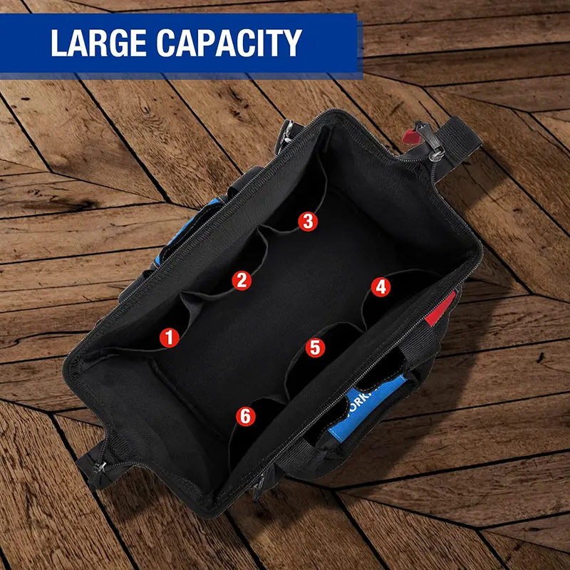 WORKPRO 14-inch Tool Bag, Multi-pocket Tool Organizer with Adjustable Shoulder Strap
