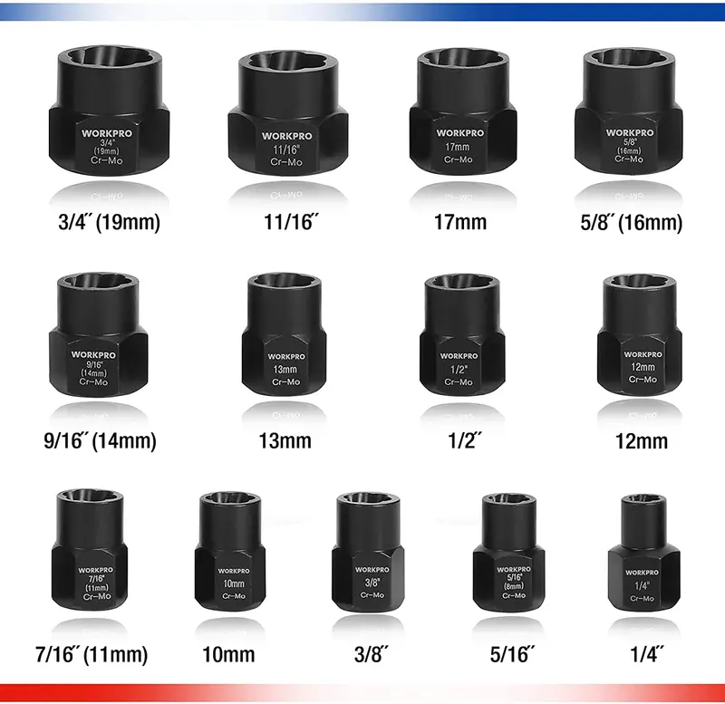 WORKPRO 15-teiliges Schlagschrauber-Set für Bolzen und Muttern 2