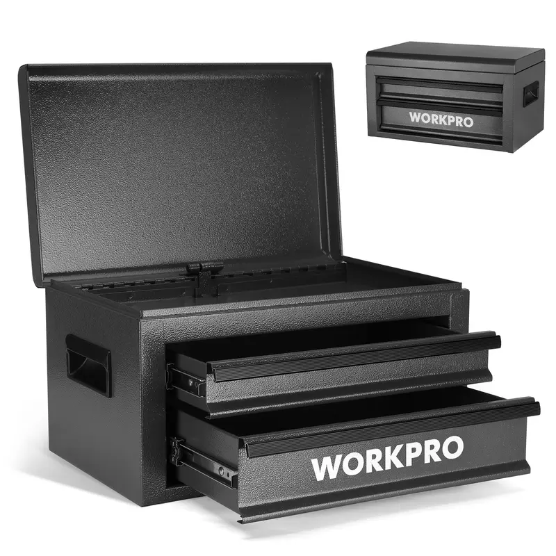 WORKPRO 15-Zoll-Schwerlast-Metall-Toolbox mit 2 Schubladen und 1 oberem Fach