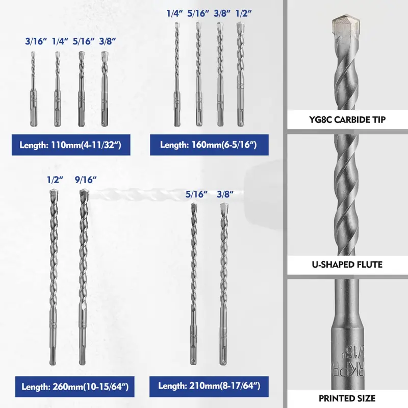 WORKPRO 17-teiliges SDS-Plus-Bohrer- und Meißelset für Bohrhammer