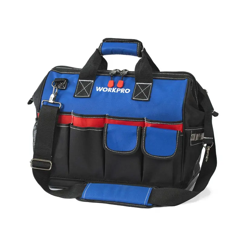 WORKPRO 18" Werkzeugtasche mit geschlossenem Oberteil, breitem Fach für die Aufbewahrung und wasserdichter Basis sowie verstellbaren Schultergurten