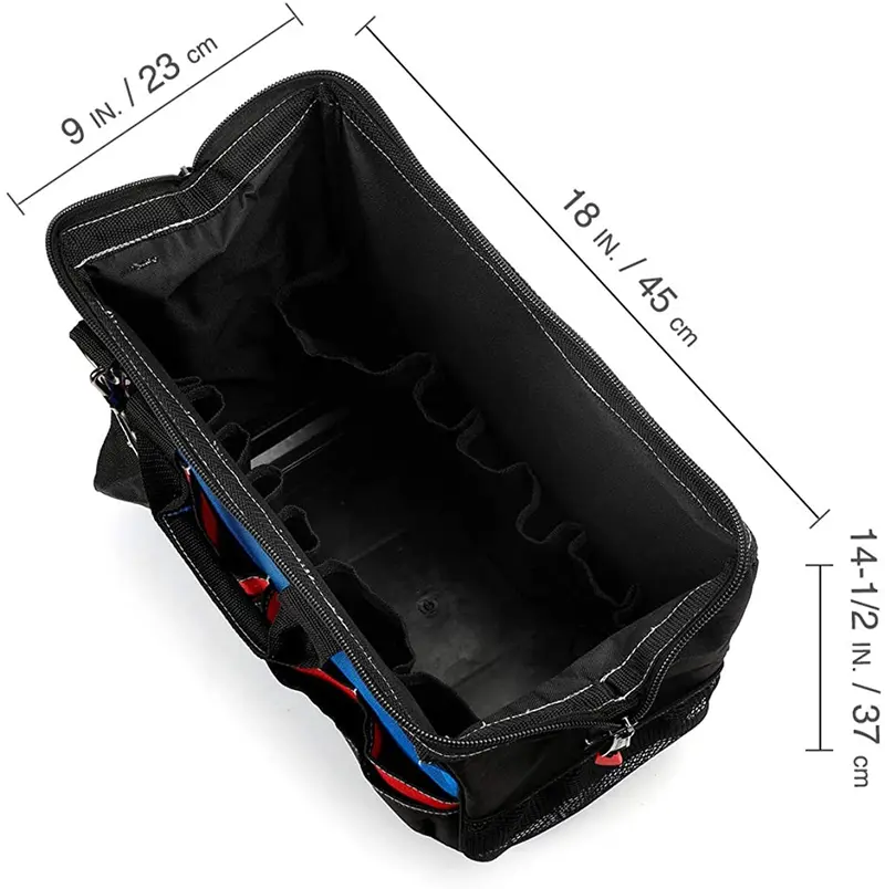 WORKPRO 18" Werkzeugtasche mit geschlossenem Oberteil, breitem Fach für die Aufbewahrung und wasserdichter Basis sowie verstellbaren Schultergurten