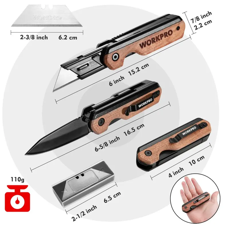 WORKPRO 2-in-1 Klapp-Messer für vielseitige Einsätze – inkl. 10 zusätzlicher SK5-Klingen 2