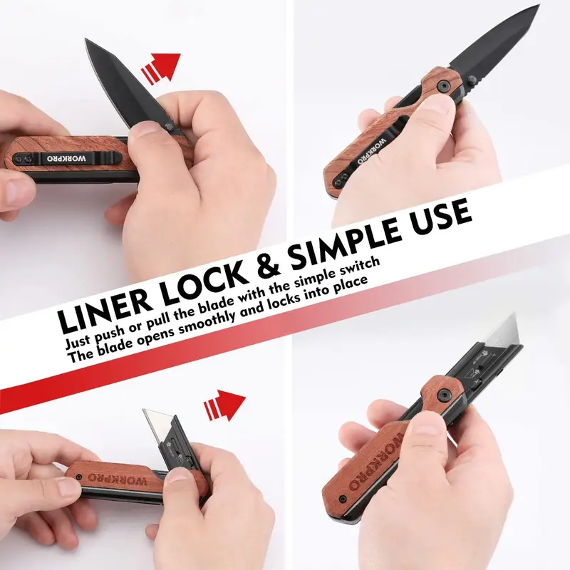 WORKPRO 2-in-1 Klapp-Messer für vielseitige Einsätze – inkl. 10 zusätzlicher SK5-Klingen