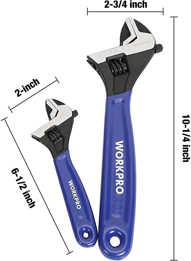 WORKPRO 2-teiliges verstellbares Schraubenschlüssel-Set für Heimwerkstatt, Garage und Heimwerkerprojekte