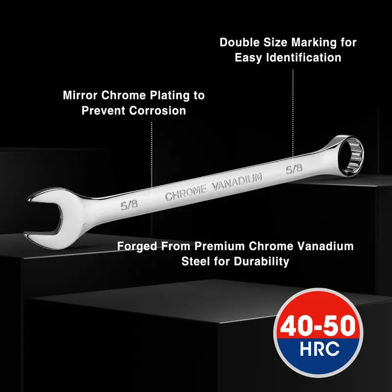 WORKPRO 20-teiliges kombiniertes Metrisch- und SAE-Schlüsselset aus Chrom-Vanadium-Stahl mit 12 Kanten: SAE 1/4"–3/4" und metrisch 6–18 mm