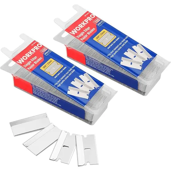 WORKPRO 200-er-Pack Einseitige Rasierklingen, industrielle Schaber-Klingen, Einseitige Rasierklingen aus hochwertigem Kohlenstoffstahl