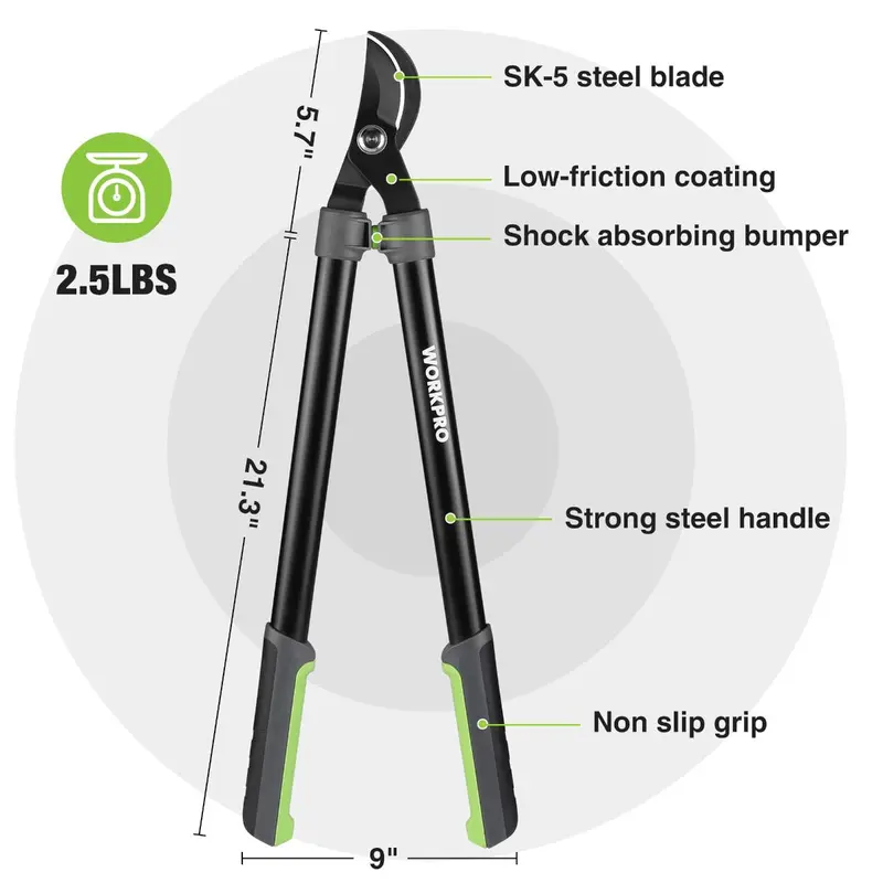 WORKPRO 27"-Gartenschere mit Umgehungsmechanismus und Baumschere 2