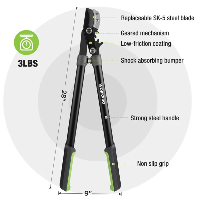 WORKPRO 28" Gartenschere mit Amboss-Schneidmechanismus und 1,6" Schnittkapazität 2
