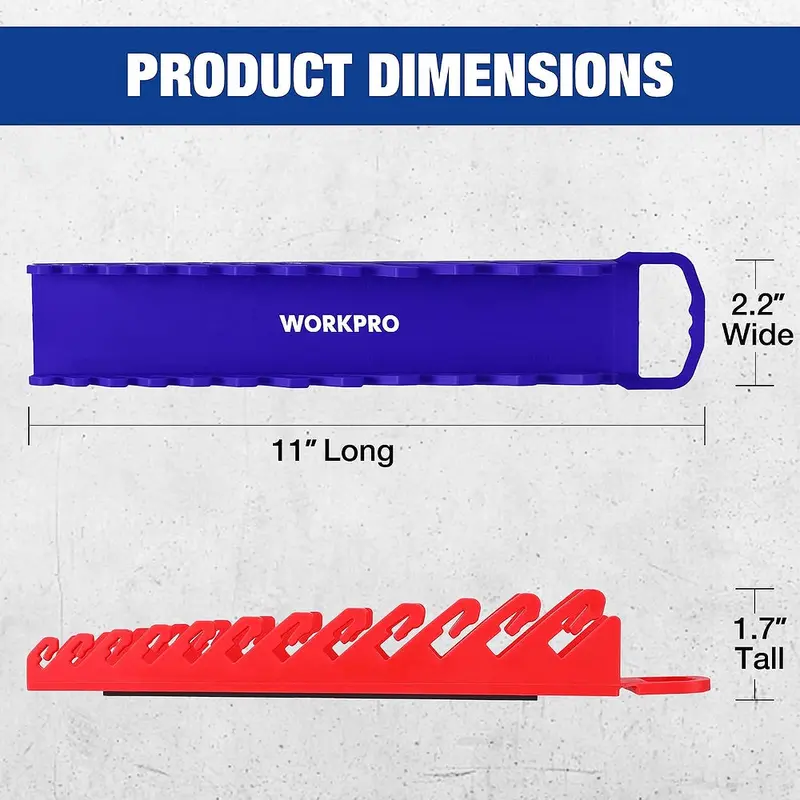 WORKPRO 2er-Pack magnetischer Schraubenschlüssel-Organizer, 12-teiliger Greifer-Schraubenschlüsselhalter für Kurzschlüssel oder Rohrschlüssel, passend für SAE (1/4" bis 15/16") und metrische Größen (6 mm bis 24 mm), flexible Zähne 2