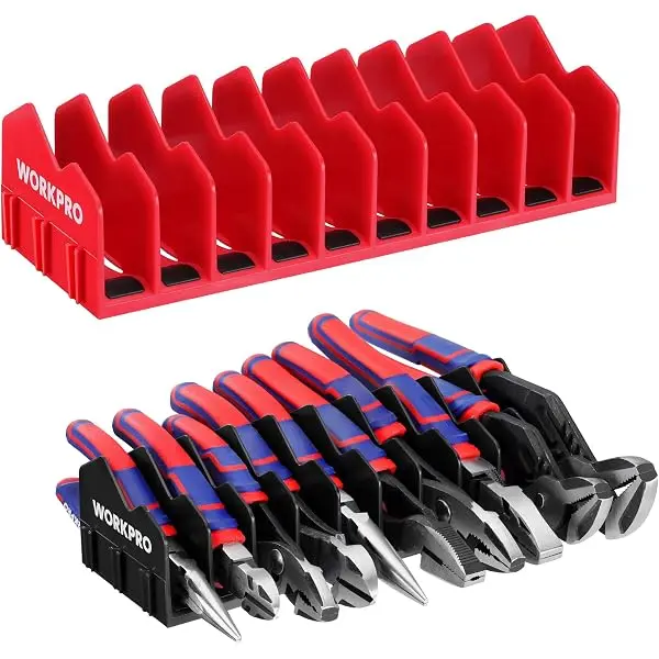 WORKPRO 2er-Pack Zangenhalter-Rack, Zangen- und Schneidwerkzeughalter mit rutschfestem Gummifuß, 20-Fach Werkzeugkasten-Organizer, Werkzeugschubladen-Organizer, Werkzeugaufbewahrung, Zangen-Rack (Zangen nicht im Lieferumfang enthalten)