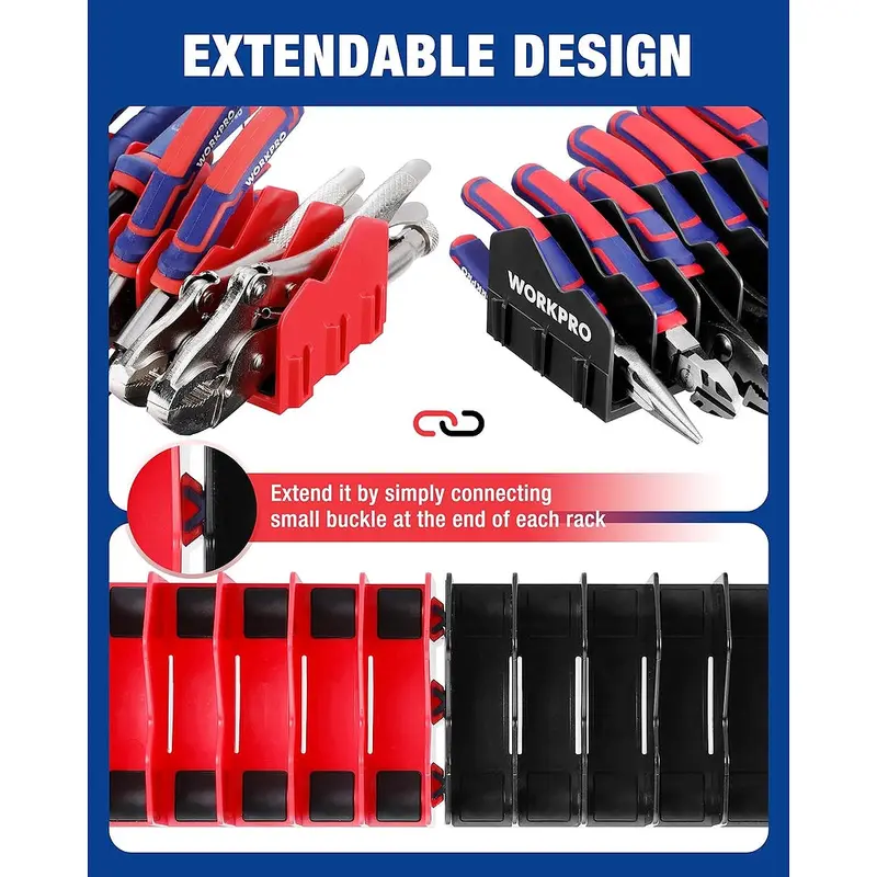 WORKPRO 2er-Pack Zangenhalter-Rack, Zangen- und Schneidwerkzeughalter mit rutschfestem Gummifuß, 20-Fach Werkzeugkasten-Organizer, Werkzeugschubladen-Organizer, Werkzeugaufbewahrung, Zangen-Rack (Zangen nicht im Lieferumfang enthalten)