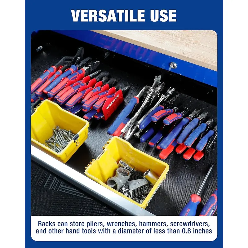 WORKPRO 2er-Pack Zangenhalter-Rack, Zangen- und Schneidwerkzeughalter mit rutschfestem Gummifuß, 20-Fach Werkzeugkasten-Organizer, Werkzeugschubladen-Organizer, Werkzeugaufbewahrung, Zangen-Rack (Zangen nicht im Lieferumfang enthalten)