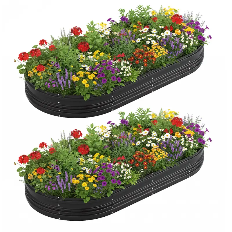 WORKPRO 2er-Set erhöhte Gartenbeete für den Außenbereich, 8 x 4 x 1 ft, verzinkt – einfach zu montierende Pflanzgefäße für Gemüse, Blumen und Kräuter, schwarz