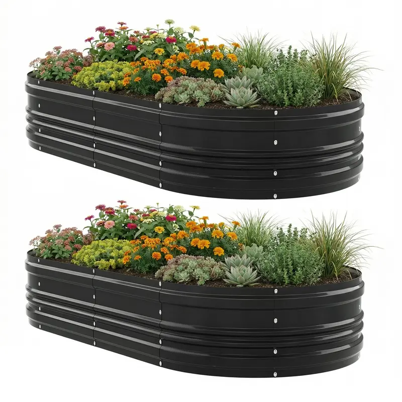 WORKPRO 2er-Set erhöhte Gartenbeete für den Außenbereich, 8 x 4 x 1 ft, verzinkt – einfach zu montierende Pflanzgefäße für Gemüse, Blumen und Kräuter, schwarz 2