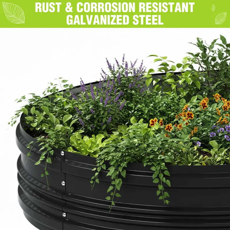 WORKPRO 2er-Set erhöhte Gartenbeete für den Außenbereich, 8 x 4 x 1 ft, verzinkt – einfach zu montierende Pflanzgefäße für Gemüse, Blumen und Kräuter, schwarz