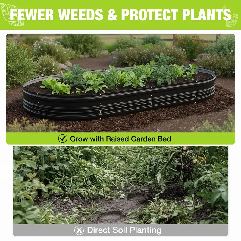 WORKPRO 2er-Set erhöhte Gartenbeete für den Außenbereich, 8 x 4 x 1 ft, verzinkt – einfach zu montierende Pflanzgefäße für Gemüse, Blumen und Kräuter, schwarz