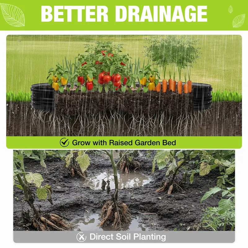 WORKPRO 2er-Set erhöhte Gartenbeete für den Außenbereich, 8 x 4 x 1 ft, verzinkt – einfach zu montierende Pflanzgefäße für Gemüse, Blumen und Kräuter, schwarz