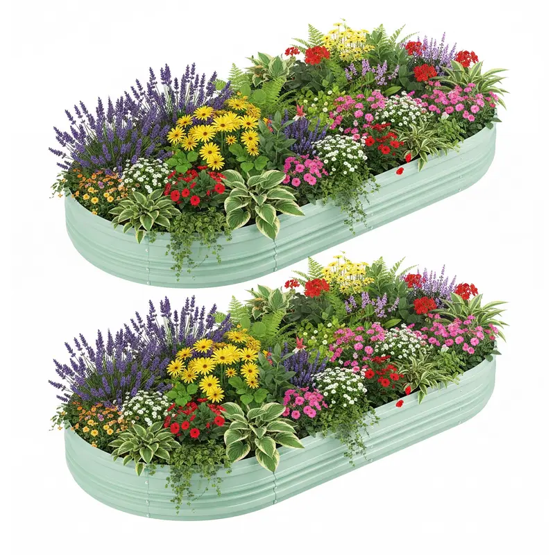 WORKPRO 2er-Set erhöhte Gartenbeete für den Außenbereich, 8 x 4 x 1 ft, verzinkt – einfach zusammenzubauende Pflanzkästen für Gemüse, Blumen und Kräuter