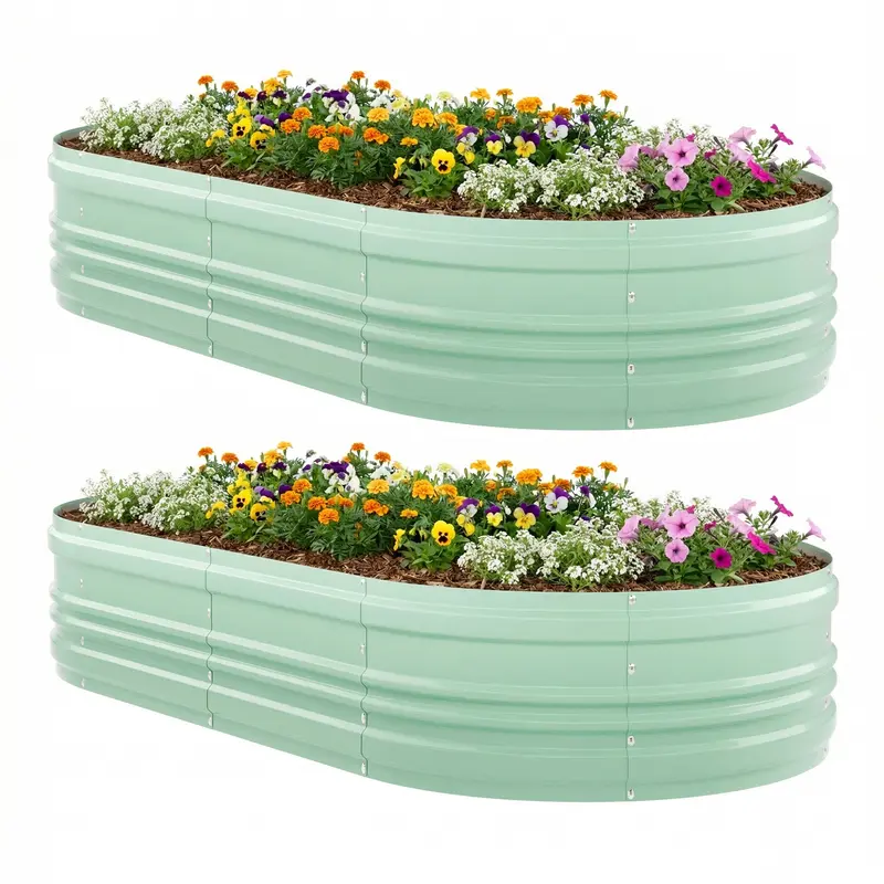 WORKPRO 2er-Set erhöhte Gartenbeete für den Außenbereich, 8 x 4 x 1 ft, verzinkt – einfach zusammenzubauende Pflanzkästen für Gemüse, Blumen und Kräuter 2