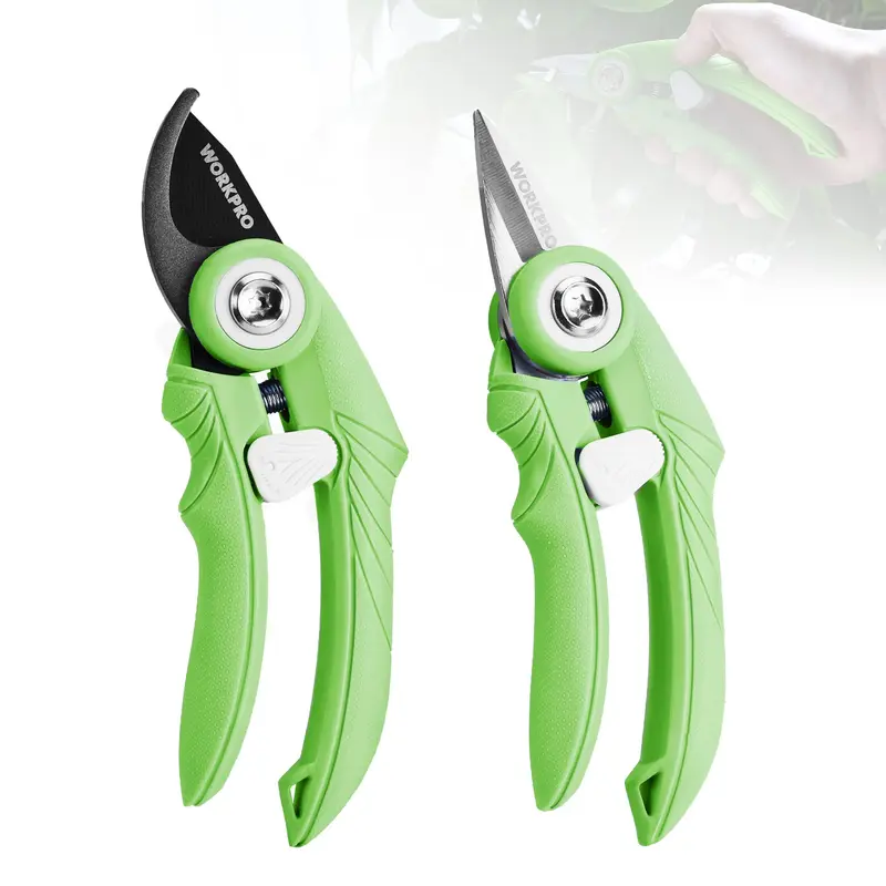 WORKPRO 2er-Set Gartenschere, 17,5 cm Bypass- und gerade Schere, hochwertige Gartenschneider