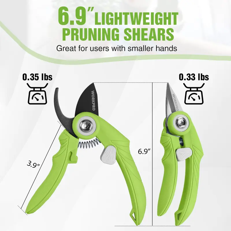 WORKPRO 2er-Set Gartenschere, 17,5 cm Bypass- und gerade Schere, hochwertige Gartenschneider 2