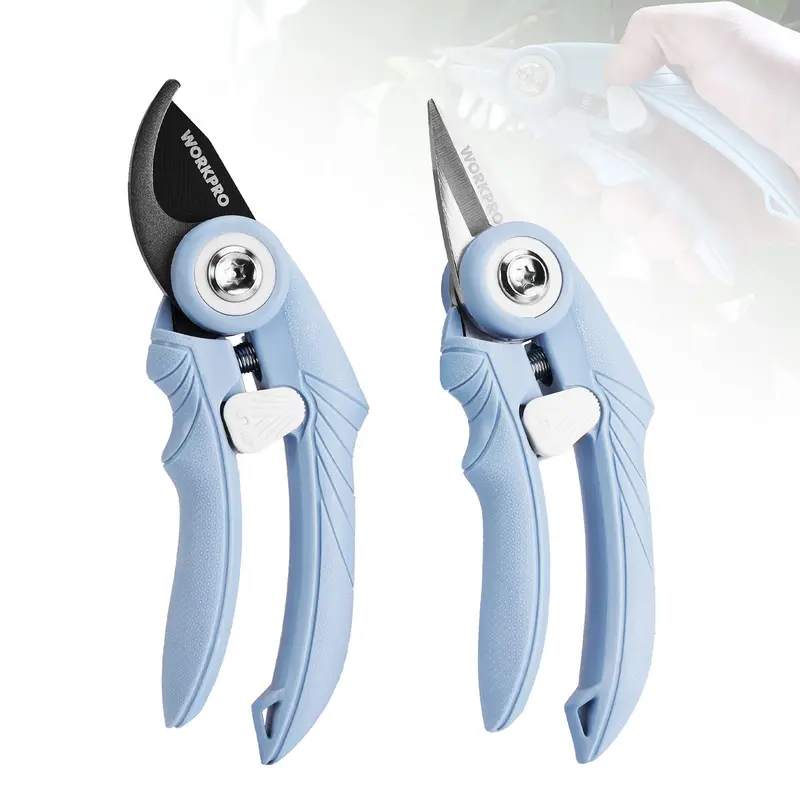 WORKPRO 2er-Set Gartenschere, 17,5 cm Bypass- und gerade Schere, hochwertige Gartenschneider