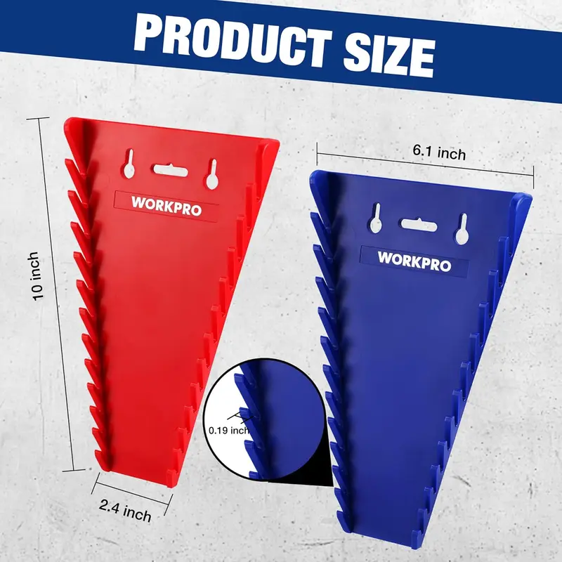 WORKPRO 2er-Set magnetische Schraubenschlüssel-Organizer, 12-teiliges Schlüsselhalter-Set für Werkzeugkasten-Schubladen, Schlüsselhalter mit Werkzeugtabletts in SAE (1/4"–15/16") und metrisch (6 mm–24 mm)