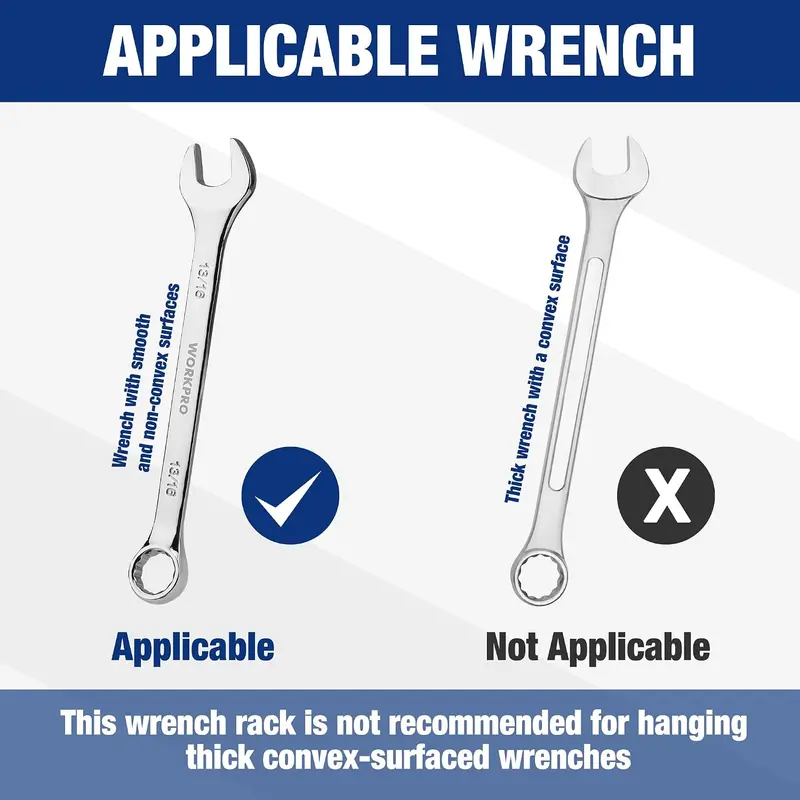 WORKPRO 2er-Set magnetische Schraubenschlüssel-Organizer, 12-teiliges Schlüsselhalter-Set für Werkzeugkasten-Schubladen, Schlüsselhalter mit Werkzeugtabletts in SAE (1/4"–15/16") und metrisch (6 mm–24 mm)