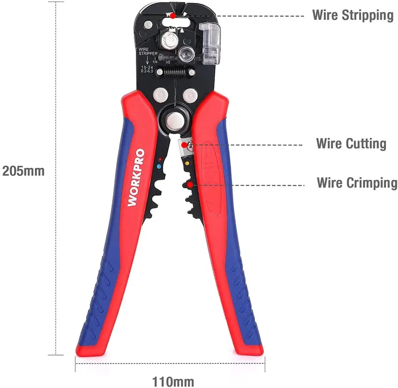 WORKPRO 3-in-1-Abisolierzange/Schneidzange/Crimpzange, 20 cm Multizange