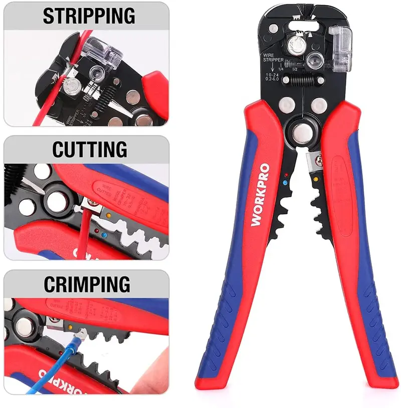 WORKPRO 3-in-1-Abisolierzange/Schneidzange/Crimpzange, 20 cm Multizange