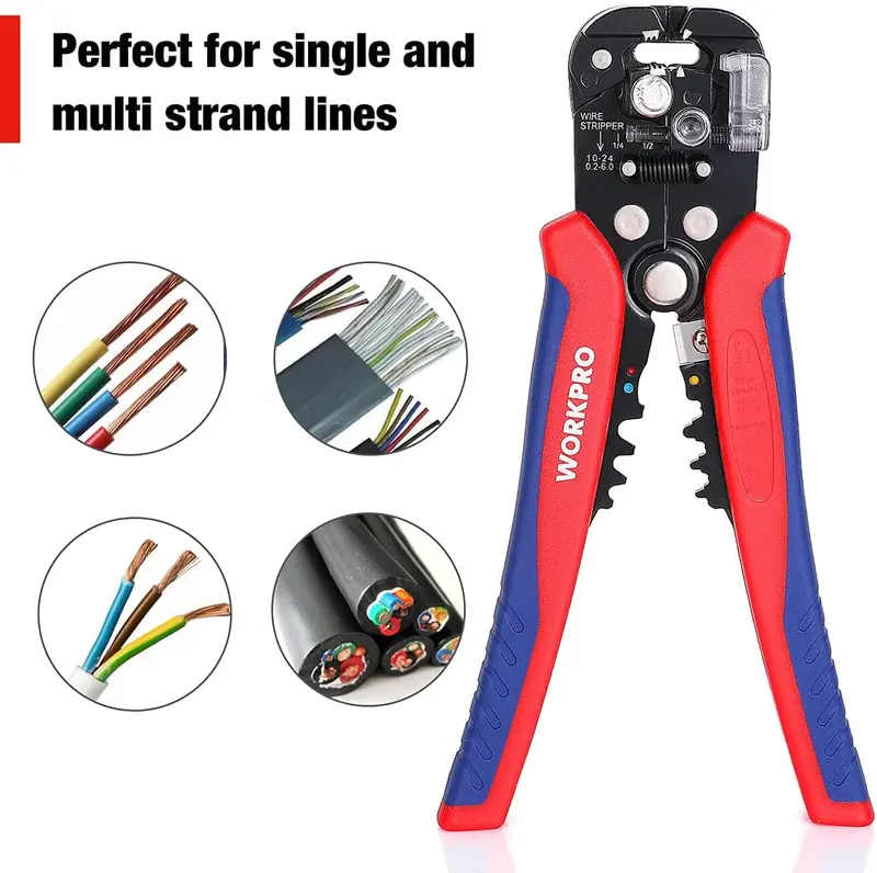 WORKPRO 3-in-1-Abisolierzange/Schneidzange/Crimpzange, 20 cm Multizange
