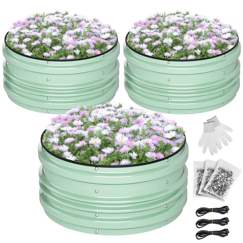 WORKPRO 3-teiliges Hochbeet-Set, verzinkt, 2 x 2 x 1 ft, Rost- und Korrosionsschutz, einfache Montage, sichere Kanten, ideal für Gemüse und Blumen, grün