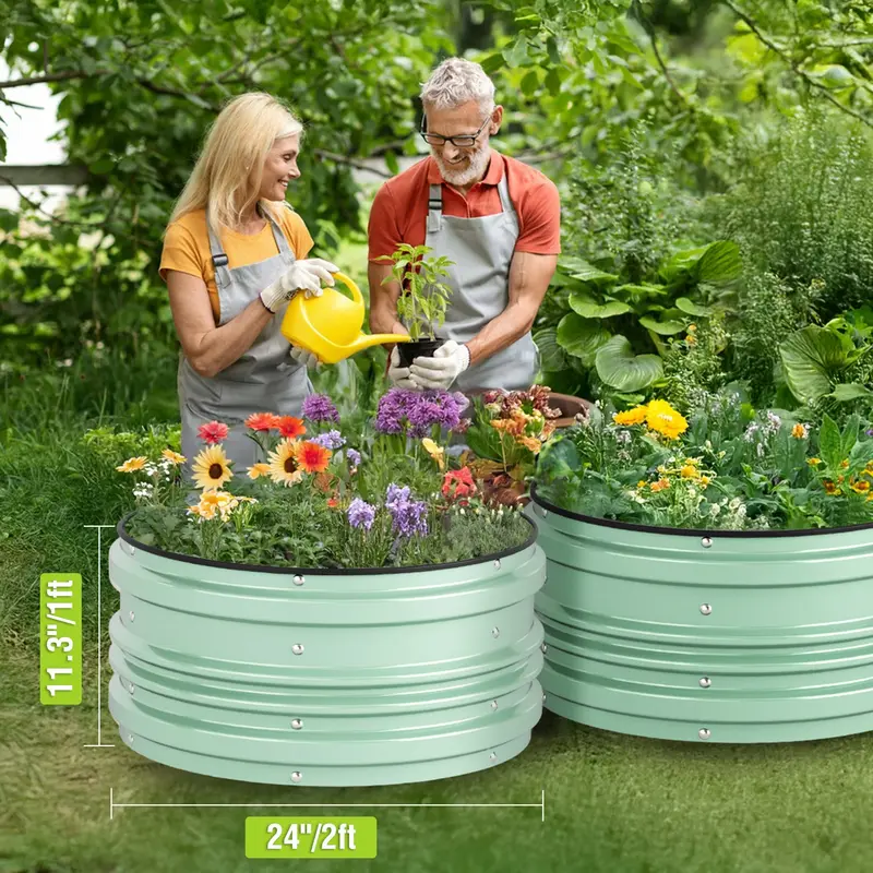 WORKPRO 3-teiliges Hochbeet-Set, verzinkt, 2 x 2 x 1 ft, Rost- und Korrosionsschutz, einfache Montage, sichere Kanten, ideal für Gemüse und Blumen, grün