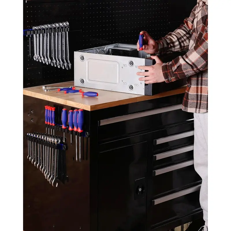WORKPRO 3-teiliges magnetisches Schraubendreher- und Schraubenschlüssel-Organisationssystem, magnetische Werkzeugorganizer mit Aluminium-Schiene, Werkzeughalter, Werkzeugkasten-Organizer, 36-Fach-Halter für Schraubendreher und Schraubenschlüssel (Werkzeuge nicht im Lieferumfang enthalten)