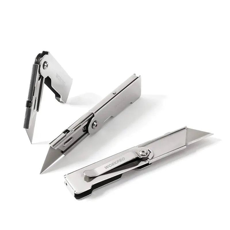 WORKPRO 3-teiliges Schnellwechsel-Klapp-Messer-Set mit Gürtelclip