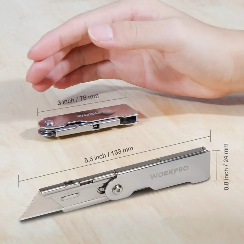 WORKPRO 3-teiliges Schnellwechsel-Klapp-Messer-Set mit Gürtelclip