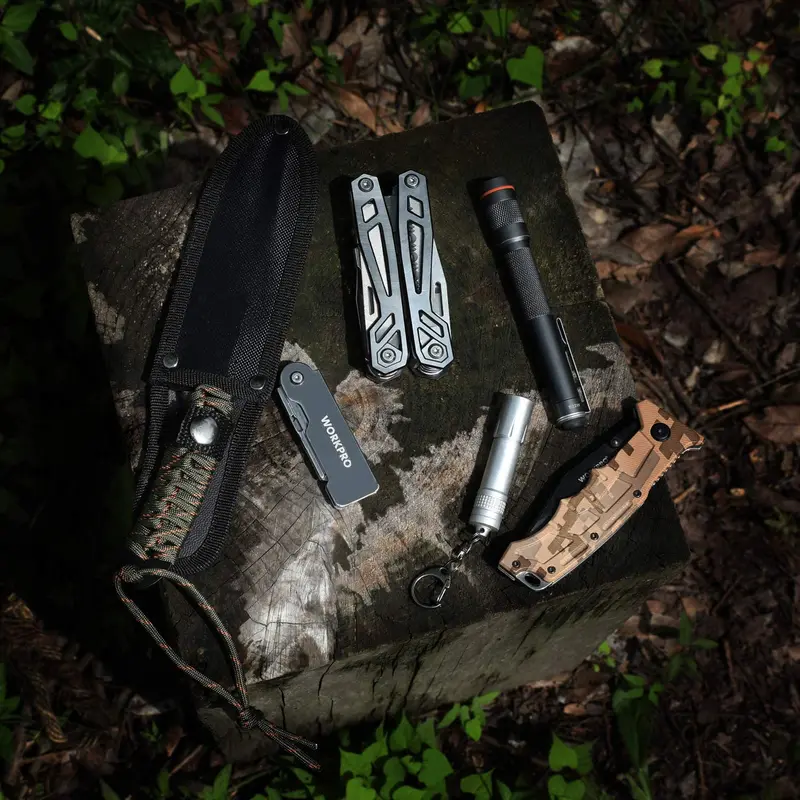 WORKPRO 3-teiliges Schnellwechsel-Klapp-Messer-Set mit Gürtelclip